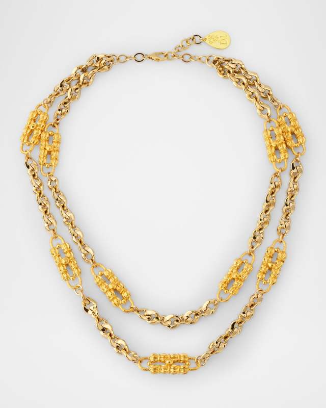 Double Strand Link Accent Chain Necklace
